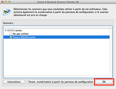 figure : écran Paramètres de numérisation à partir d'un PC